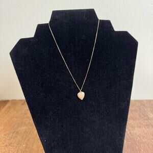 Victorian Antique 14K gold chain & puffy Baby heart‎ charm necklace